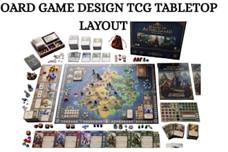 custom board game design, card game design, tcg, and tabletop layout