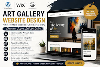 design an art gallery website, artist portfolio, online art gallery, fine art