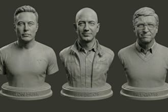 sculpt realistic 2d to 3d bust head custom 3d head stl model 3d likeness face