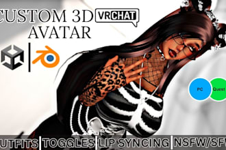 create custom vrchat avatar, vr character, furry nsfw avatar, edit vtuber