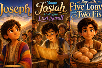 create bible themed christian children book illustrations storybook art covers