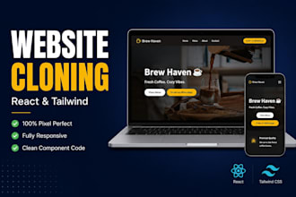 clone any website to a react landing page