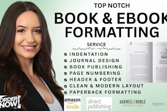 do professional book formatting for kindle, ebook, paperback, and kpd