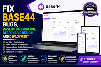 fix base44 bugs, base44 integration, responsive design and deployment