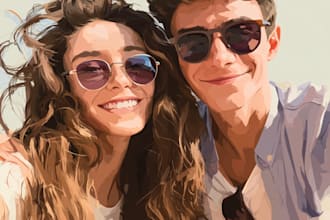 draw a watercolor couple portrait