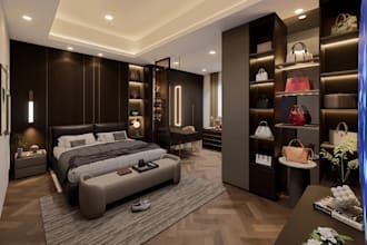 refurnish master bedroom,furniture layout,highend residential interior,apartment