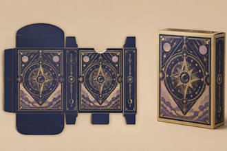 design card game packaging, tuck box, card box template, card game box dieline