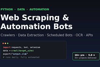 develop a python web scraping, crawling and automation bot