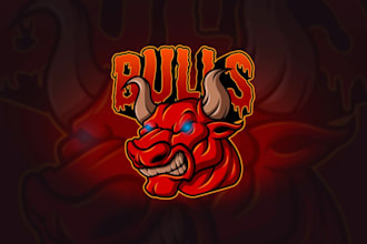 create a powerful bull logo for fitness and sports teams