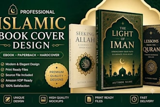 design an elegant islamic book cover or quran layout for KDP