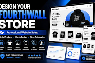 design fourthwall website, fourthwall store setup, digital products merch design