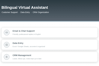 be your bilingual virtual assistant for customer support and data entry