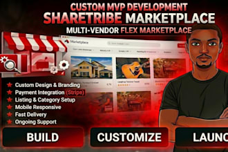 build customize sharetribe flex marketplace mvp landing page add booking, stripe