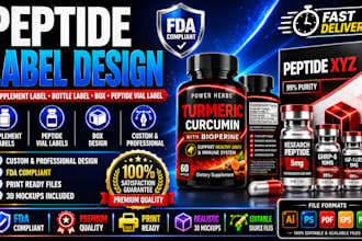 design premium peptide sarms, vial label, peptide label, product label design