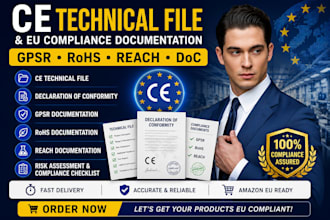 prepare ce technical file declaration of conformity gpsr rohs reach