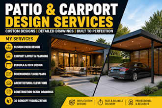 create detailed patio pergola deck and carport blueprints