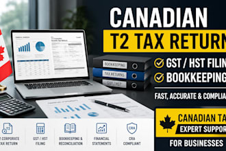 prepare canadian t2 corporate tax return gst hst filing and bookkeeping