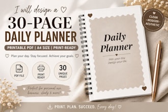 design a custom printable daily planner PDF