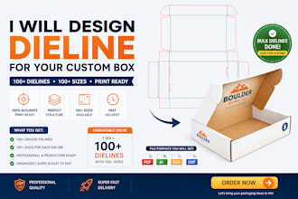create 100 bulk packaging dielines in all sizes