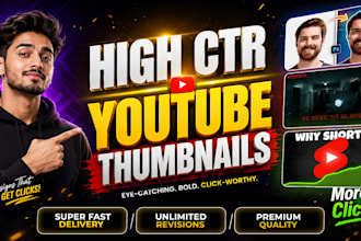 create attention grabbing youtube thumbnails with fast delivery