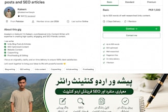 write SEO friendly urdu articles, blog posts and website content