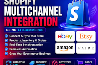 integrate and sync shopify store with ebay etsy amazon faire using litcommerce