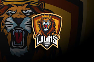 design a premium lion mascot logo for esports, sports team, gaming, business