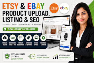 upload etsy and ebay product listings with SEO tags