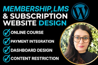 build wordress elearning lms website, build wordpress memership website