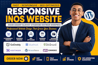responsive inos website design godaddy bluehost siteground hostinger wordpress