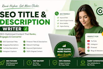 write SEO optimized titles  descriptions and hashtags