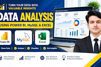 be your data analyst for sql, excel and power bi reports