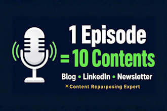 repurpose your podcast or youtube video into blog posts and linkedin content
