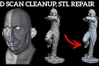 do 3d scan cleanup mesh repair fix stl file and retopology for 3d printing