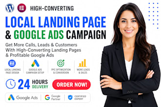 create local landing page for PPC ads and setup google ads campaign