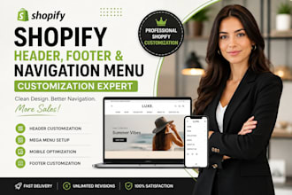 customize shopify header footer and navigation menu