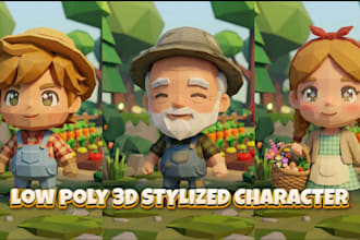 create low poly 3d model character asset game, rigging, or animation
