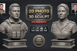 sculpt realistic 2d photo to 3d bust model 3d head modeling 3mf obj stl printing