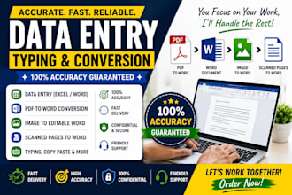 do accurate data entry, document typing, and PDF conversion