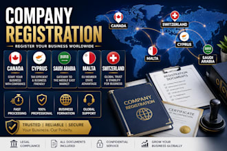 company registration in canada, cyprus, saudi arabia, malta, switzerland