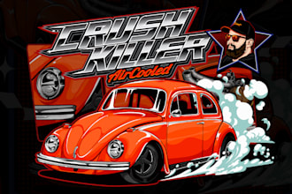 draw custom car illustration, vector art, and car portrait