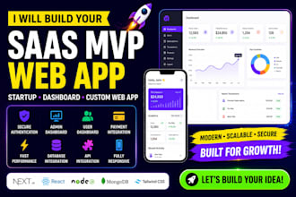 build your saas mvp, web app, dashboard or custom web application