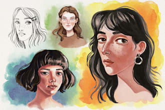 draw amazing watercolor portrait drawing from photo