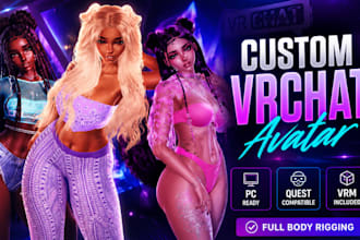create custom 3d vrchat avatar vrm anime avatar with full body rigging for game