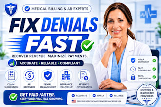 handle medical billing, ar recovery  claims denial fix USA