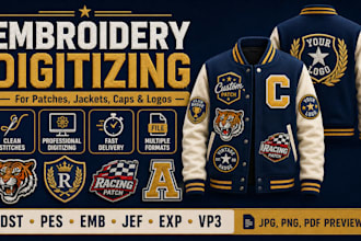 digitize your design for embroidery patches jackets and caps