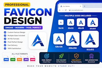 design a modern, unique and professional favicon for your website