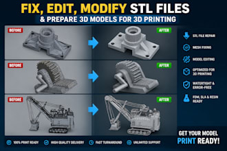 fix, edit, modify stl files and 3d models for 3d printing