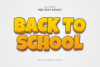 editable back to school 3d text effects in PSD format