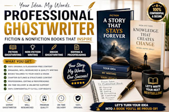 ghostwrite fiction and nonfiction book as ghostwriter, ebook ghostwriter, writer